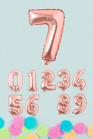 Rose Gold Rakam Folyo Balon Rose Gold Sayı Balonlar 16 inç 40 cm