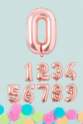 Rose Gold Rakam Folyo Balon Rose Gold Sayı Balonlar 16 inç 40 cm 0