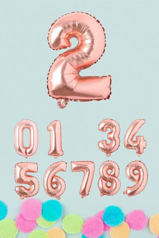 Rose Gold Rakam Folyo Balon Rose Gold Sayı Balonlar 16 inç 40 cm 2