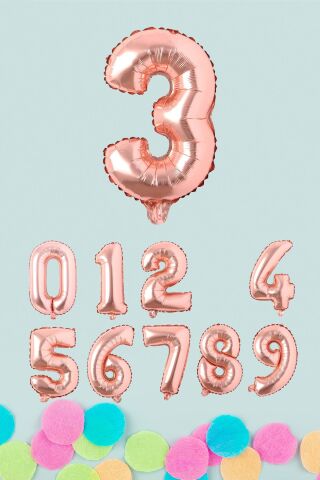 Rose Gold Rakam Folyo Balon Rose Gold Sayı Balonlar 16 inç 40 cm 3