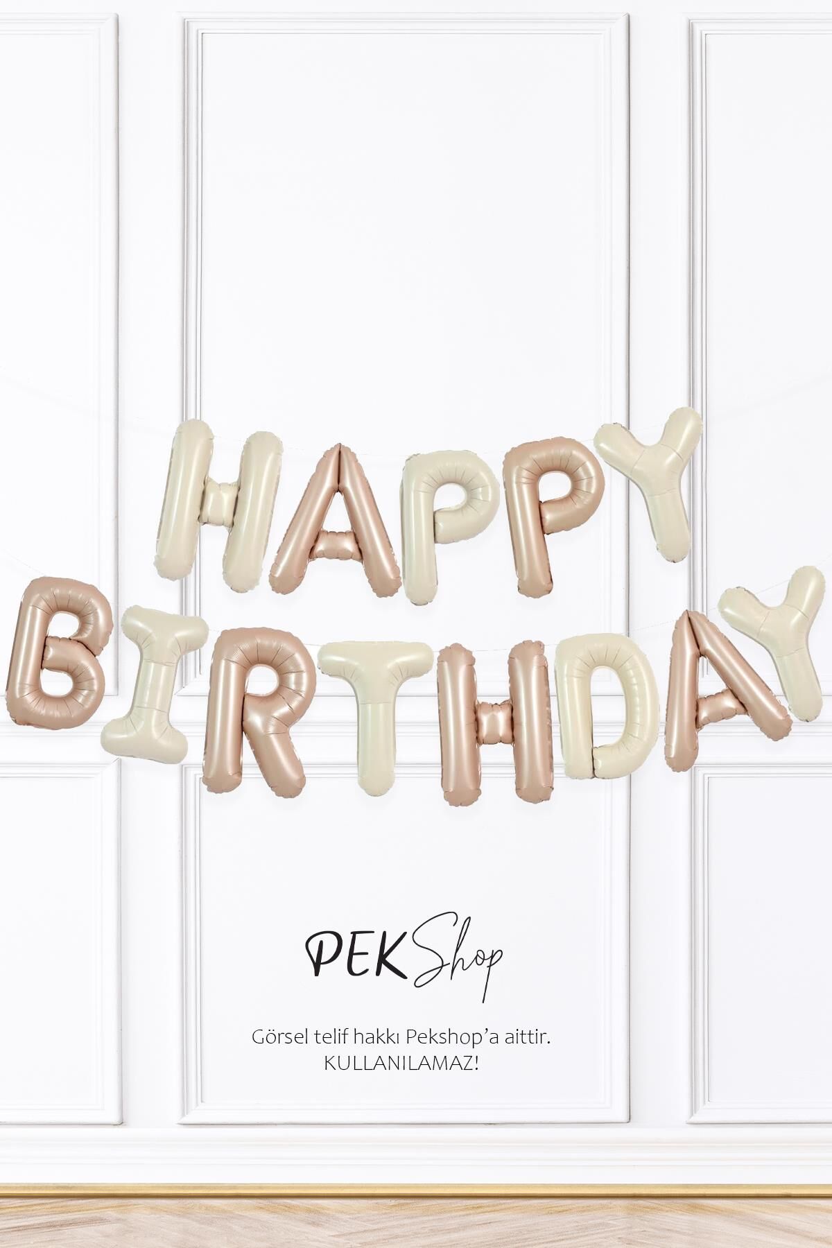 2 Renkli Krem Karamel Happy Birthday Retro Folyo Balon