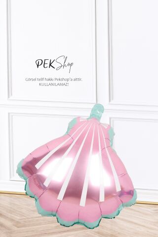 Pembe Deniz Kabuğu Folyo Balon Deniz Kızı Tema Doğum Günü İstiridye Balon