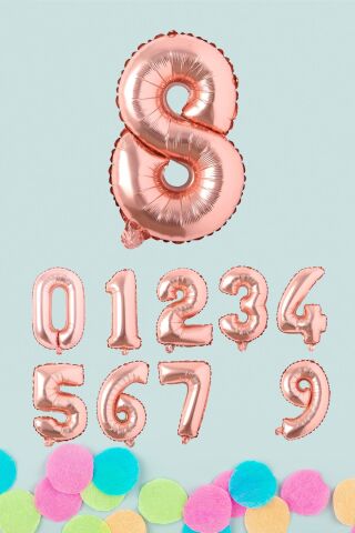 Rose Gold Rakam Folyo Balon Rose Gold Sayı Balonlar 16 inç 40 cm 8