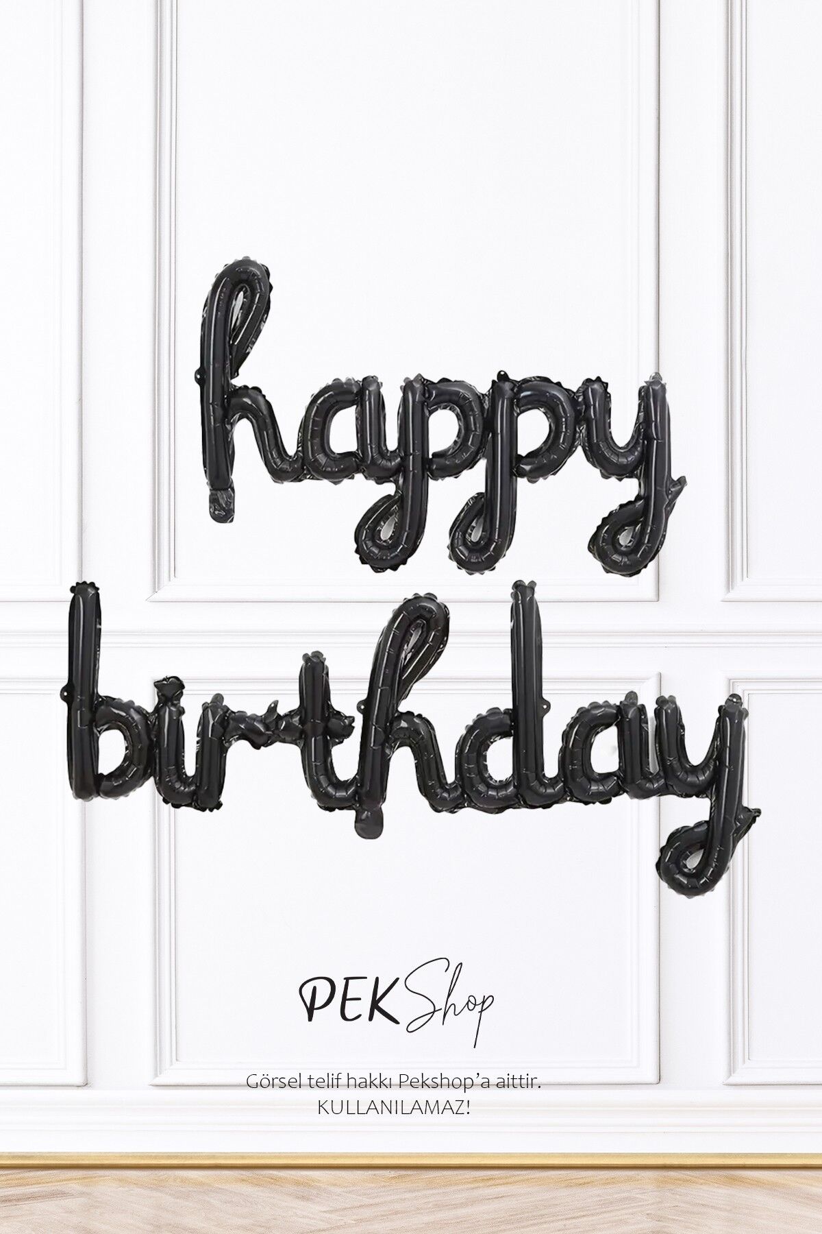 Happy Birthday El Yazısı Siyah Folyo Balon