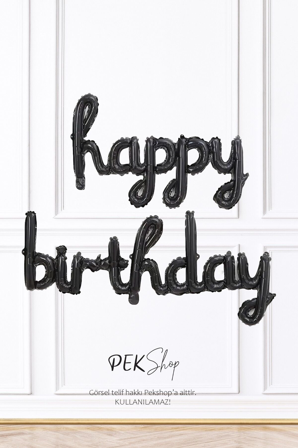 Happy Birthday El Yazısı Siyah Folyo Balon