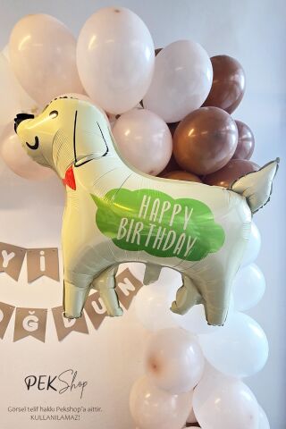 Happy Birthday Yazılı Köpek Folyo Balon