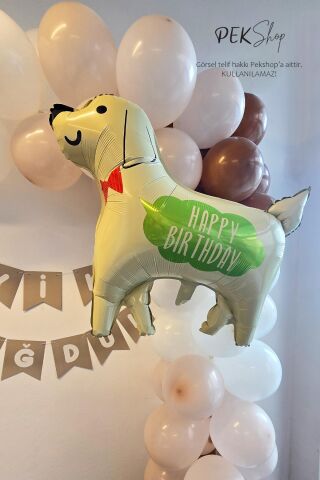 Happy Birthday Yazılı Köpek Folyo Balon