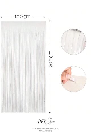 Beyaz Fon Perdesi 100x200 cm Arka Fon Kapı Perde Beyaz