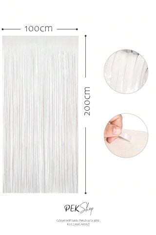 Beyaz Fon Perdesi 100x200 cm Arka Fon Kapı Perde Beyaz