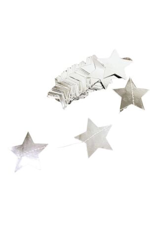 Gümüş Yıldız Asmalı Tavan Süslemeleri İpli Sarkıt Süs Gümüş Yıldız 4 Metre