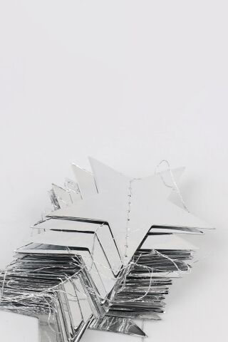 Gümüş Yıldız Asmalı Tavan Süslemeleri İpli Sarkıt Süs Gümüş Yıldız 4 Metre