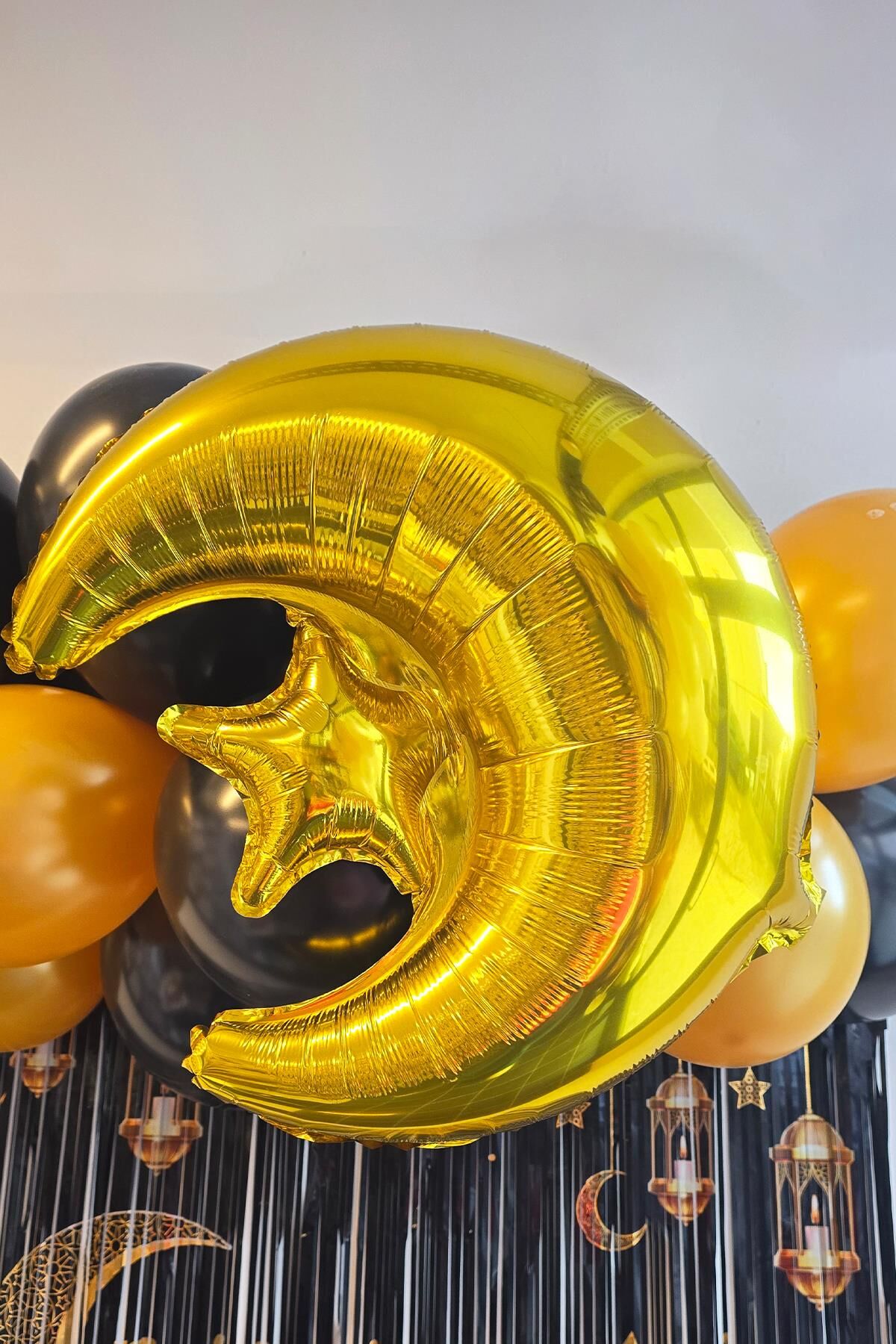 Gold Ay Yıldız Folyo Balon Ramazan Balonu Ramazan Süsleri Ay Yıldız Balon