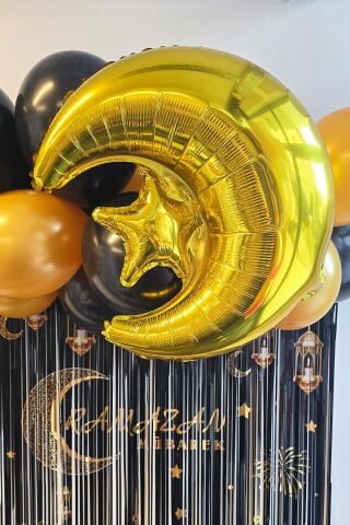 Gold Ay Yıldız Folyo Balon Ramazan Balonu Ramazan Süsleri Ay Yıldız Balon