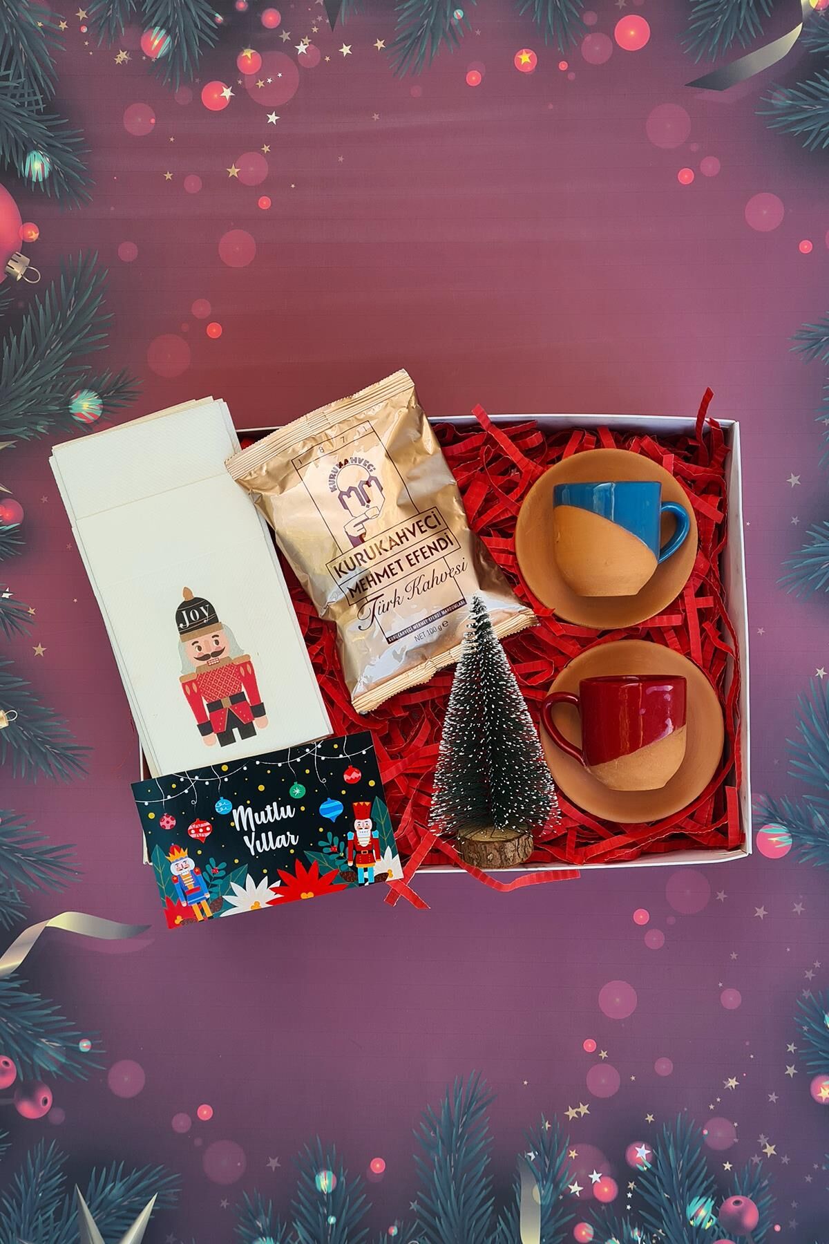 Türk Kahvesi Sever Çiftlere Özel Konsept Kurşun Asker Yılbaşı Hediye Kutusu