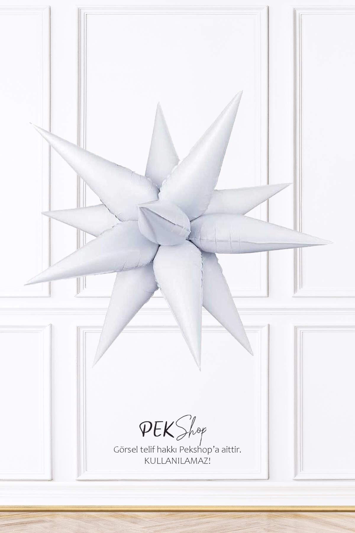 Beyaz Kutup Yıldızı Folyo Balon Tek Parça Büyük Kutup Yıldız Balon 27inç 70cm