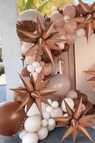 Retro Çikolata Kahve Kutup Yıldızı Folyo Balon Tek Parça Büyük Kutup Yıldız Balon 27inç 70cm