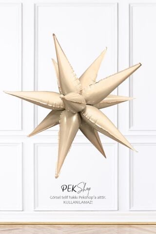 Retro Krem Kahve Kutup Yıldızı Folyo Balon Tek Parça Büyük Kutup Yıldız Balon 27inç 70cm