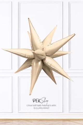 Retro Krem Kahve Kutup Yıldızı Folyo Balon Tek Parça Büyük Kutup Yıldız Balon 27inç 70cm