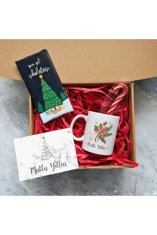 Kokina Çiçekleri Mutlu Yıllar Yılbaşı Hediye Kutusu