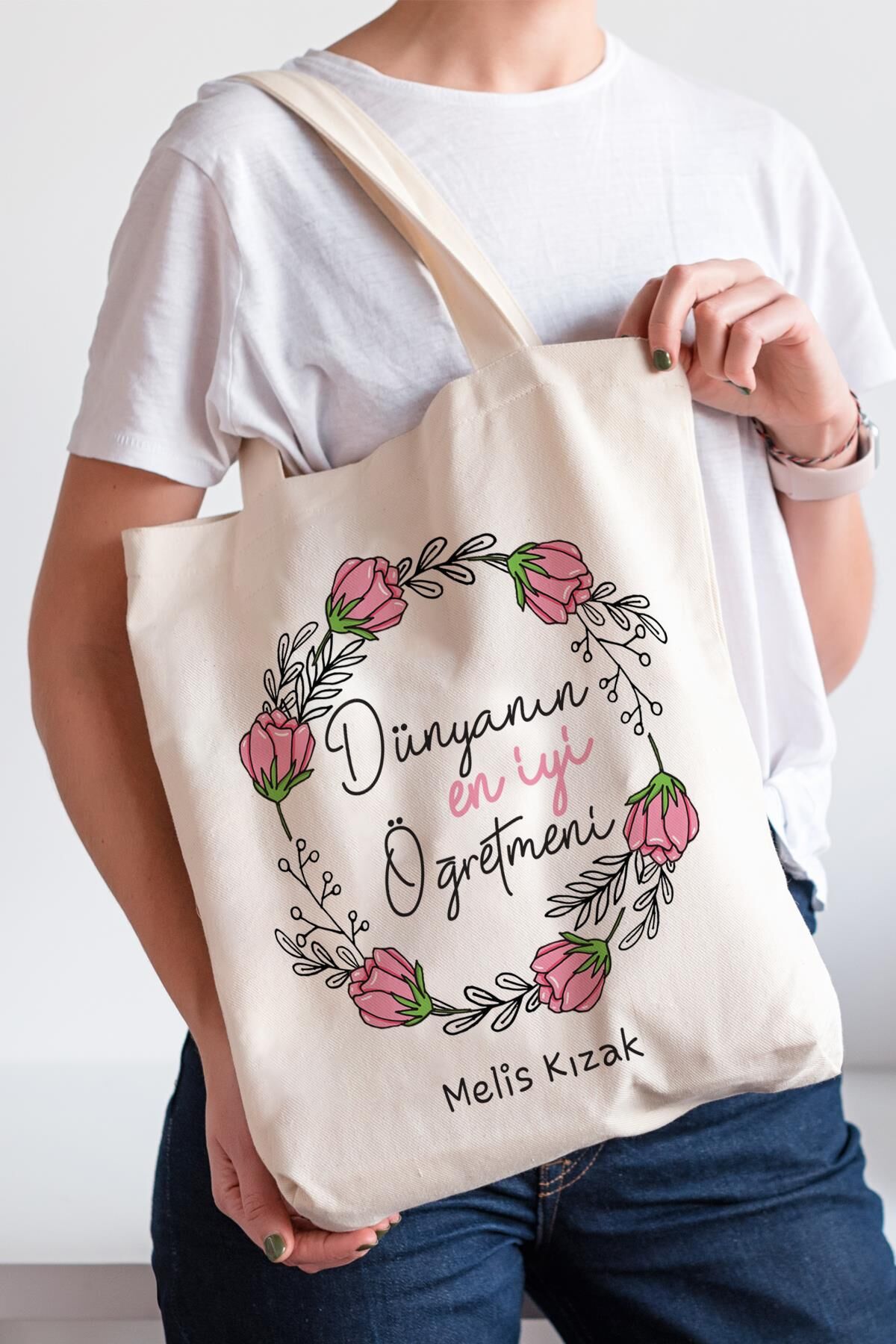 Öğretmene Hediye İsim Baskılı Bez Çanta Hediyelik Dünyanın En İyi Öğretmeni