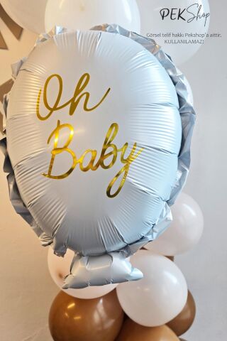 Oh Baby Yazılı Baby Shower Cinsiyet Partisi Balonu 64x51cm