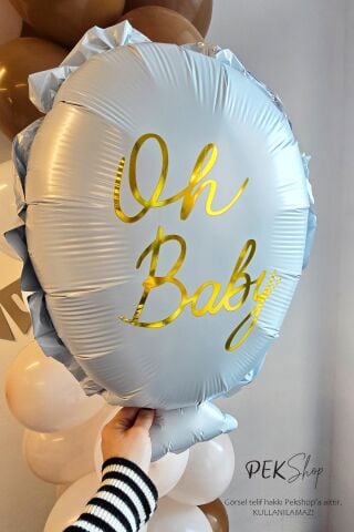 Oh Baby Yazılı Baby Shower Cinsiyet Partisi Balonu 64x51cm