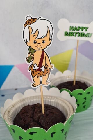 Bambam Taş Devri Konsept Kürdan Süsleri Cupcake Süsleri Lüks Büyük Boy 10lu Paket