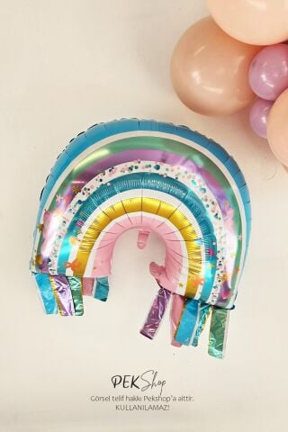 Saçaklı Gökkuşağı Folyo Balon 70cm Okyanus Deniz Kızı Tema