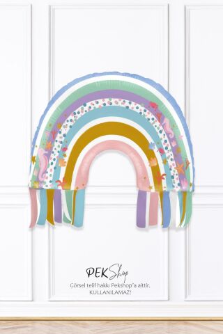 Saçaklı Gökkuşağı Folyo Balon 70cm Okyanus Deniz Kızı Tema