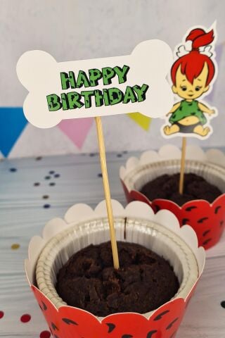 Çakıl Taş Devri Konsept Kürdan Süsleri Cupcake Süsleri Lüks Büyük Boy 10lu Paket