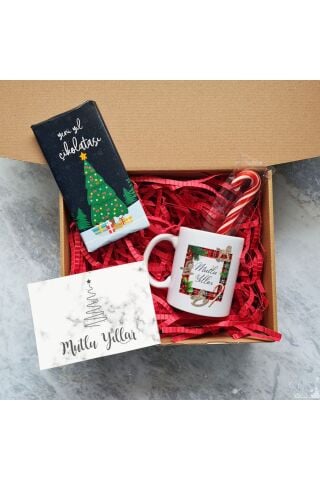 Ekoseli Mutlu Yıllar Yılbaşı Hediye Kutusu