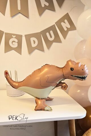 Retro Trex Dinozor Folyo Balon Retro Renkler Dinazor Şekilli Balon 64x41 cm
