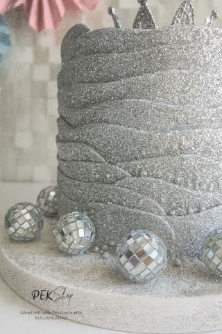 Disko Topu Pasta Süsü 6lı Mini Set Aynalı Top 3cm 6lı