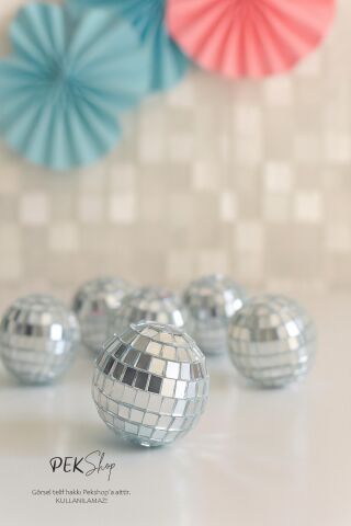 Disko Topu Pasta Süsü 6lı Mini Set Aynalı Top 3cm 6lı