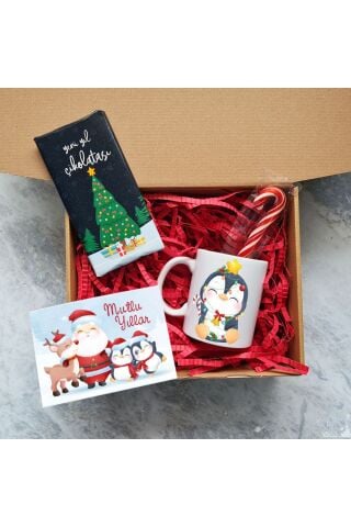 Tatlı Penguen Mutlu Yıllar Yılbaşı Hediye Kutusu