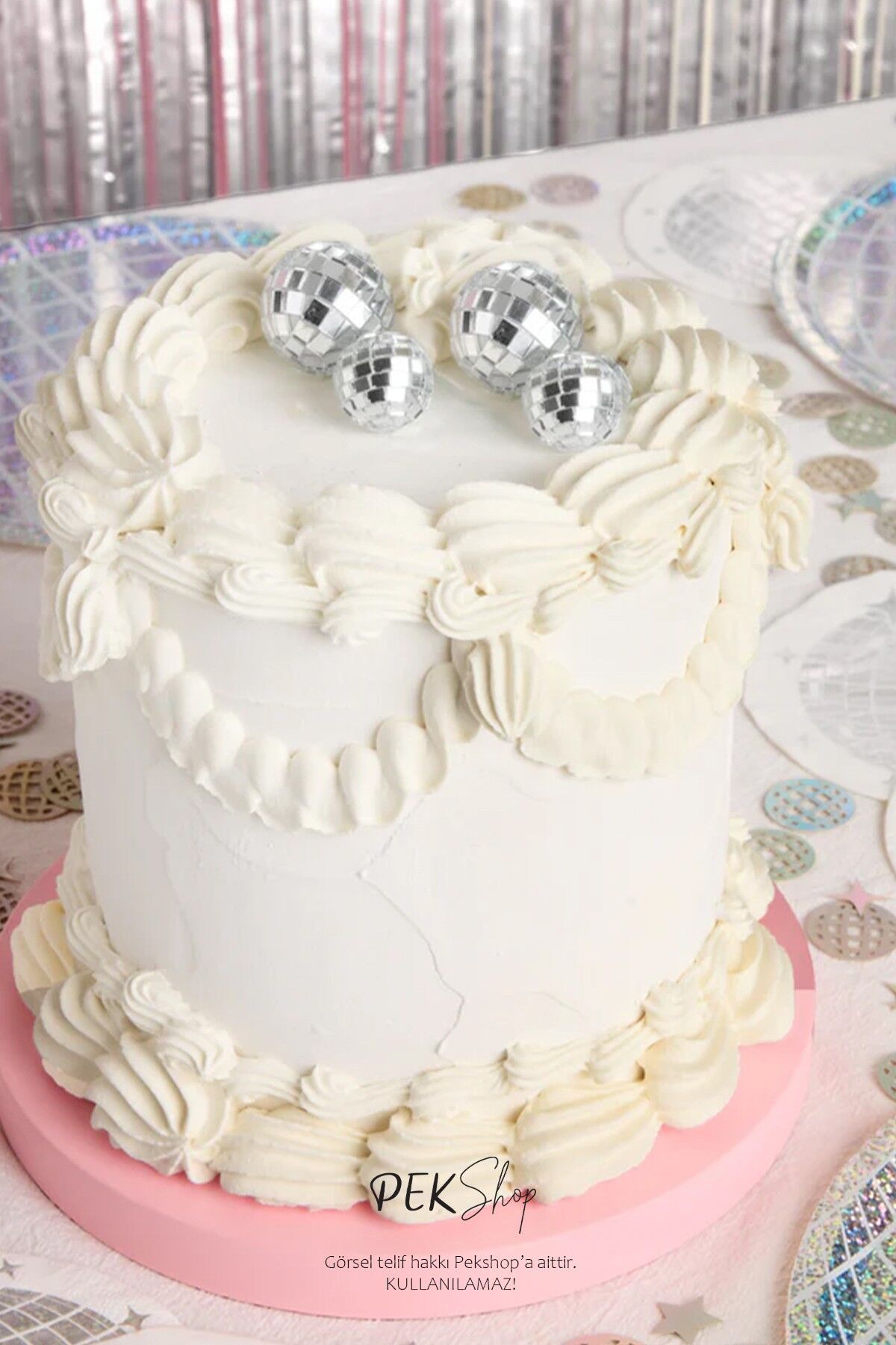 Pasta Süsü Disko Topu 4lü Set 2 adet 3cm 2 adet 4cm