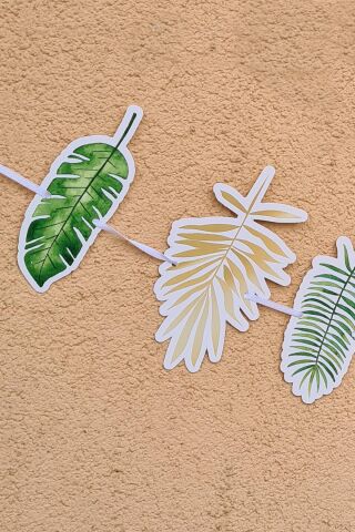 Safari Tema Doğum Günü Safari Yapraklar Banner Kalın Kart Uzun Banner