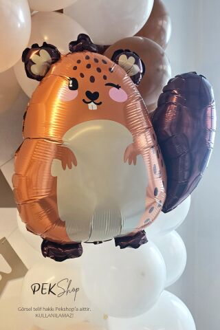 Sevimli Kahverengi Sincap Balon Woodland Sincap Şekilli Folyo Balon 67x60 cm