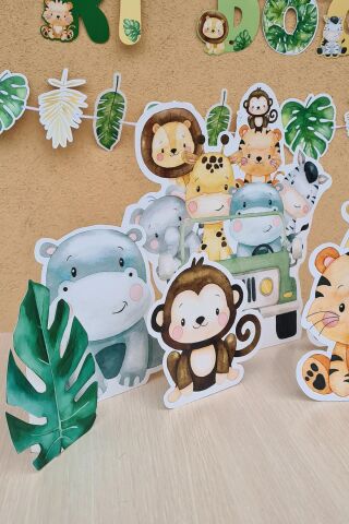 Wild Safari Konsept Doğum Günü Ayaklı Pano Seti Masa Üstü