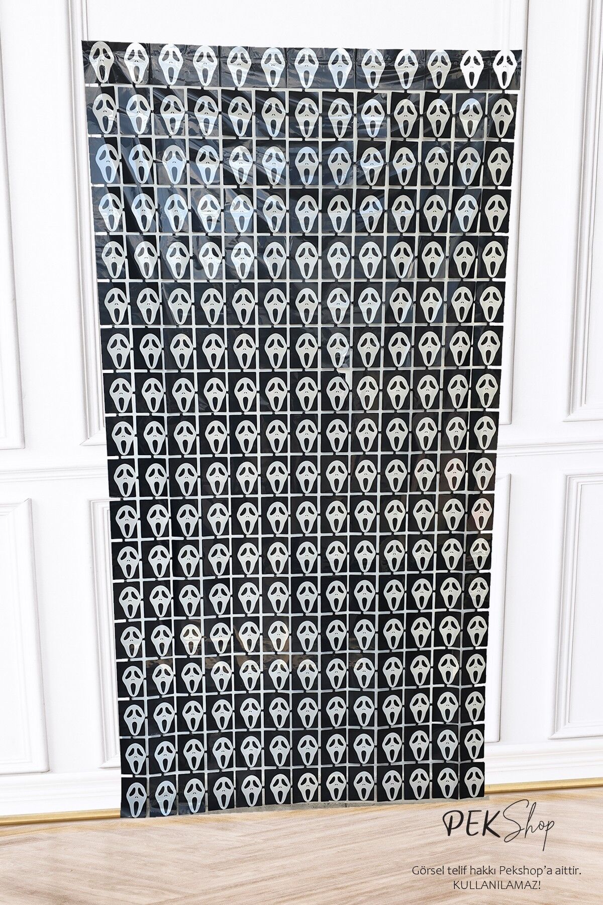 Kuru Kafa Kapı Perdesi Cadılar Bayramı Süsü Duvar Fon Perdesi