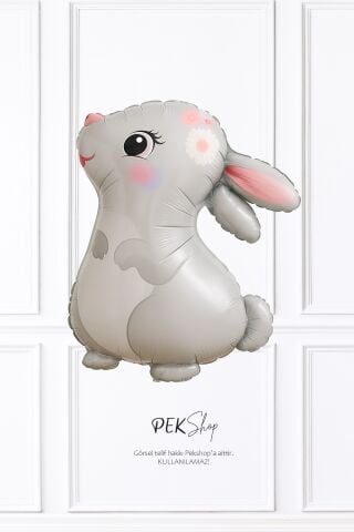 Sevimli Tavşan Çiçekli Model Tavşan Folyo Balon