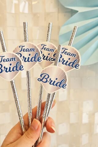 Bride Pipet Seti Marin Konsept Bekarlığa Veda Bride Party Süslü Pipet Takımı 5 li