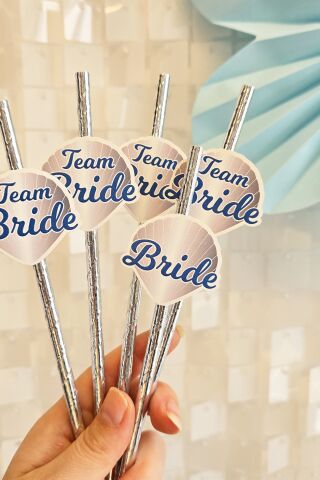 Bride Pipet Seti Marin Konsept Bekarlığa Veda Bride Party Süslü Pipet Takımı 5 li