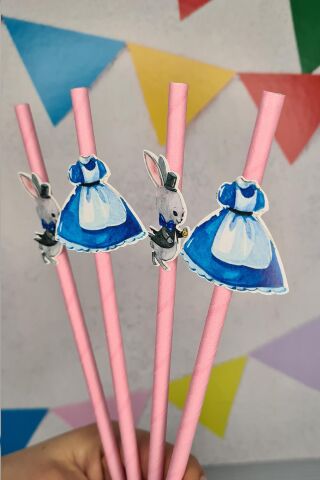 Alice in Wonderland Konsept Pipet Süsleri 10lu Lüks Pipet Paketi