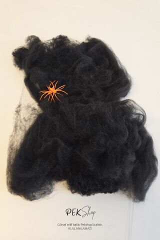 Örümcek Ağı Seti Minik Örümcekli Siyah 20gr Örümcek Ağı Uzayabilen Cadılay Bayramı Süsü