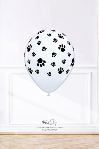Pati Baskılı Balon Kedi Köpek Pati Şekil Baskılı 12inç Lateks Balon 10lu Paket