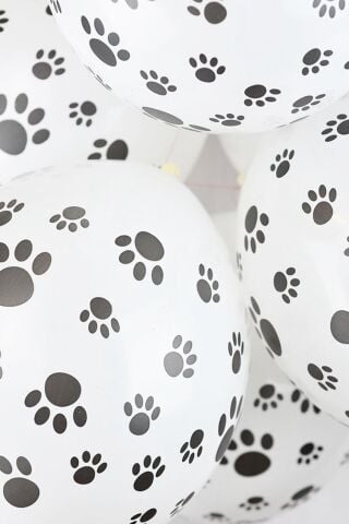 Pati Baskılı Balon Kedi Köpek Pati Şekil Baskılı 12inç Lateks Balon 10lu Paket