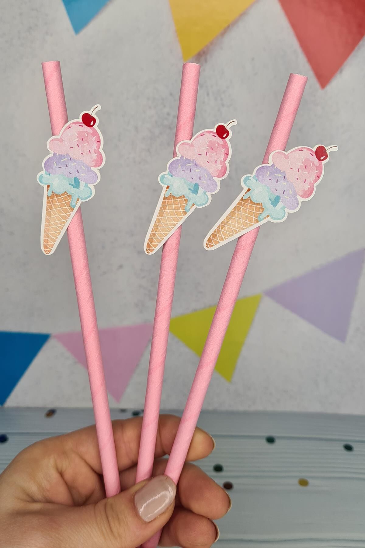 Dondurma Konsept Pipet Süsleri 10lu Lüks Pipet Paketi