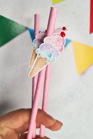 Dondurma Konsept Pipet Süsleri 10lu Lüks Pipet Paketi