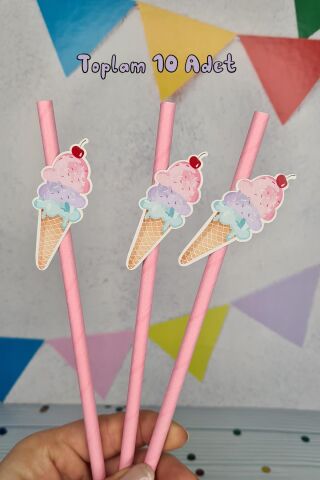 Dondurma Konsept Pipet Süsleri 10lu Lüks Pipet Paketi